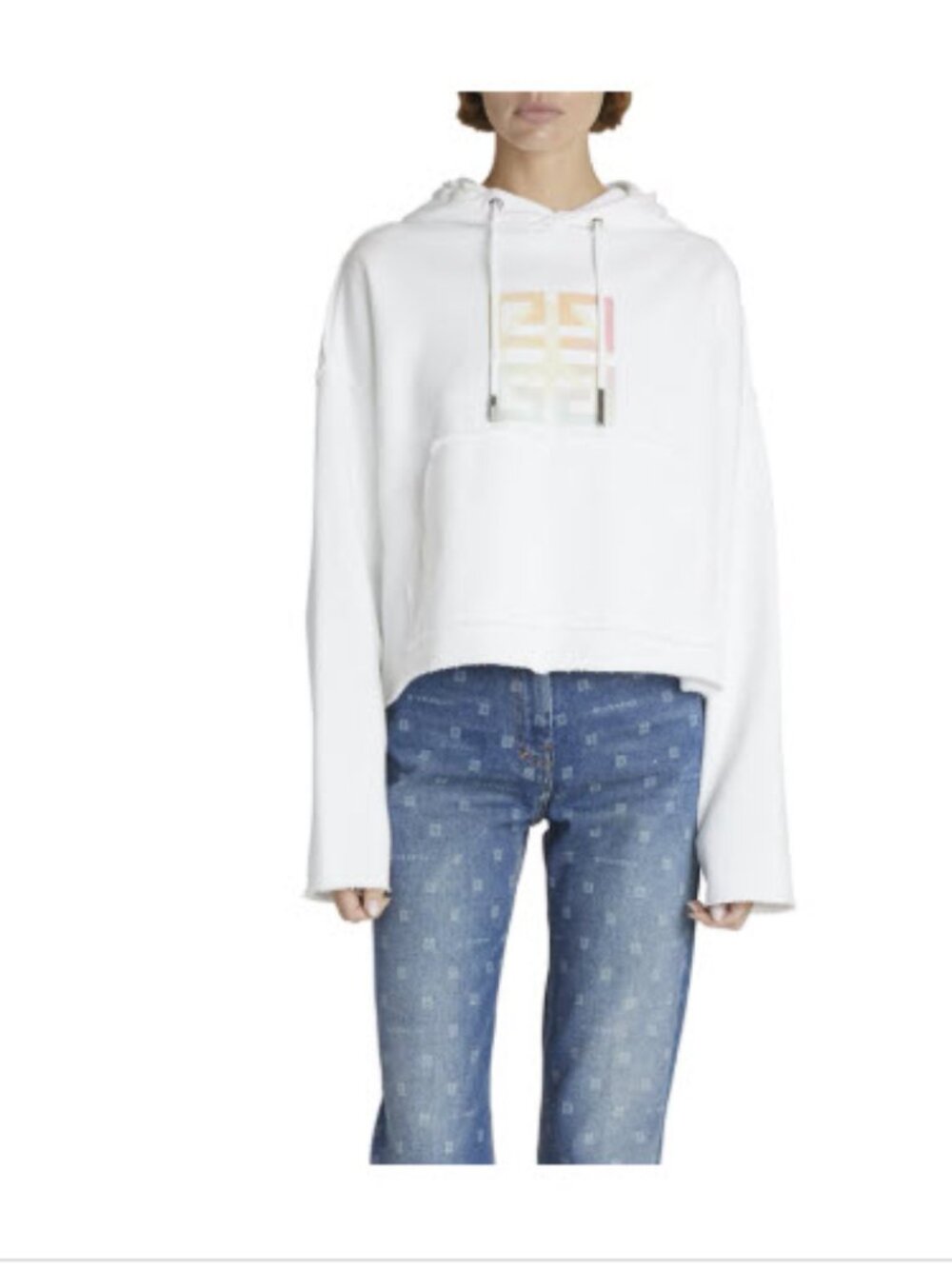 NWT Givenchy 4G Peace-Print Raw Edge Hoodie Size XS Oversized